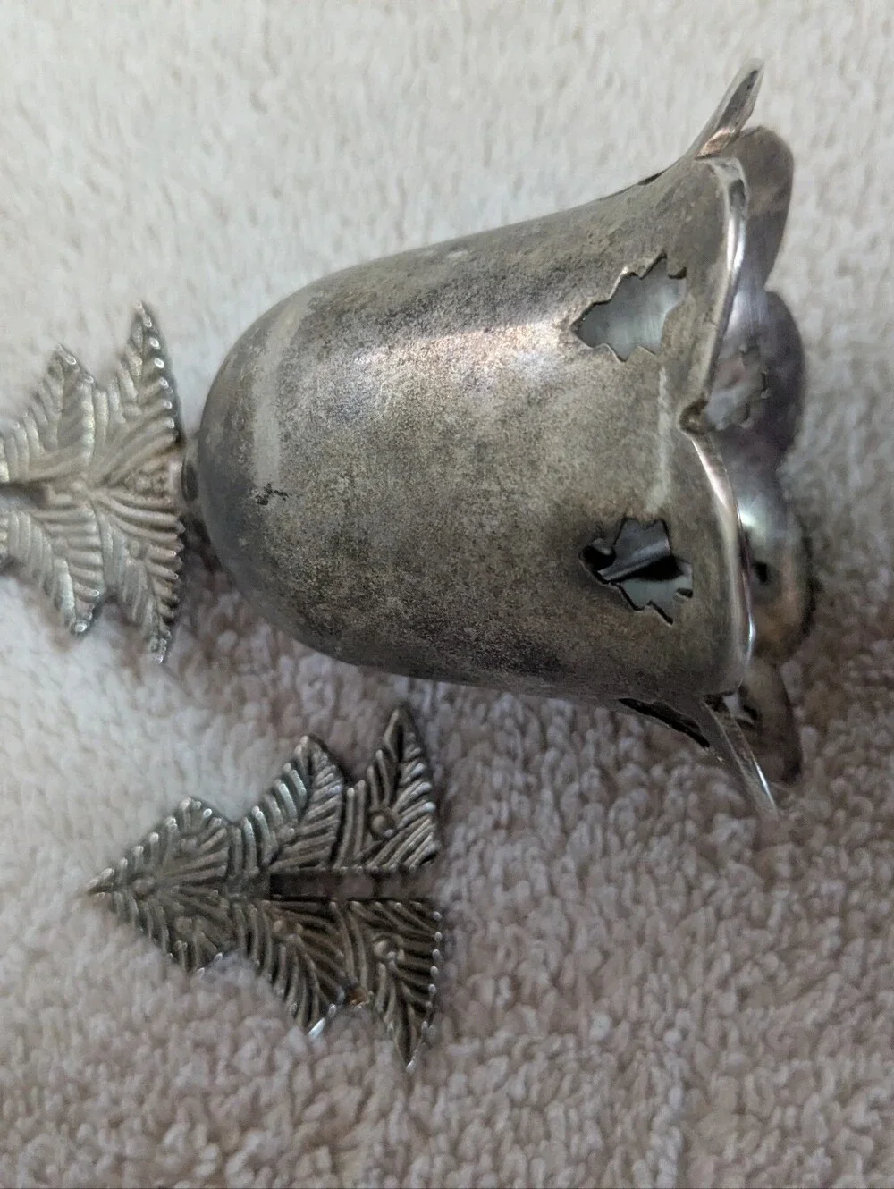 Vintage Bell Decorative Christmas Tree Pattern, India, Silver plated/Brass?